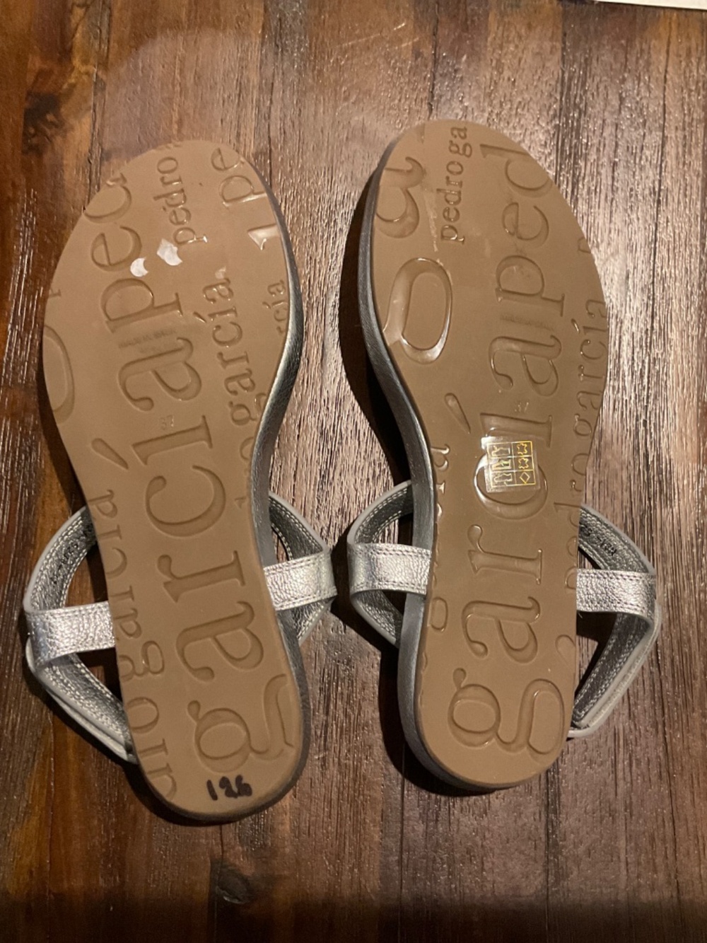 NWOT Pedro Garcia Janira Ankle Strap Silver Leather Sandal Size EU 37/ US 6.5-7 - Picture 7 of 9